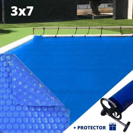 Manta Solar Azul  - 500 µ. Con refuerzo en enrollador - 3x7