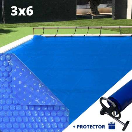 Manta Solar Azul  - 500 µ. Con refuerzo en enrollador - 3x6