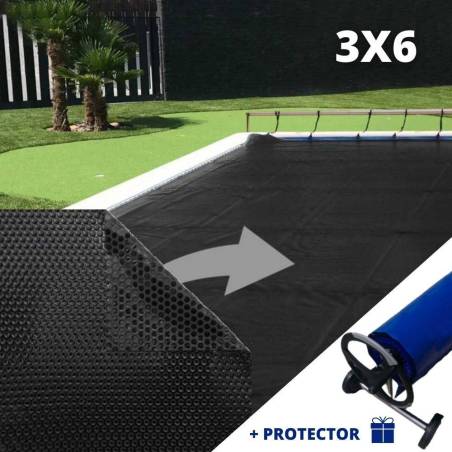 Manta Solar Negra Élite -  500 µ. Con refuerzo en enrollador - 3x6